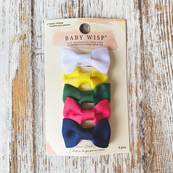 Baby Wisp - 5 Small Charlotte Bow Snap Clips- Endless Summer