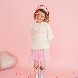 Sweet Wink - Ditsy Love Valentine's Day Knit Sweater - Kids Clothing