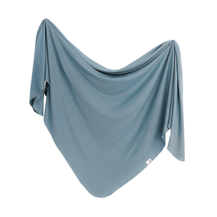 Copper Pearl Rib Knit Swaddle Blanket Atlantic