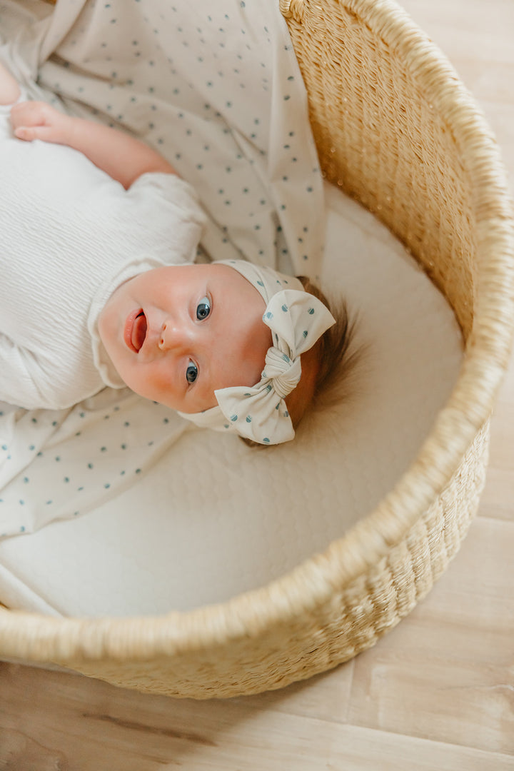 Copper Pearl Knit Headband Bow Haze