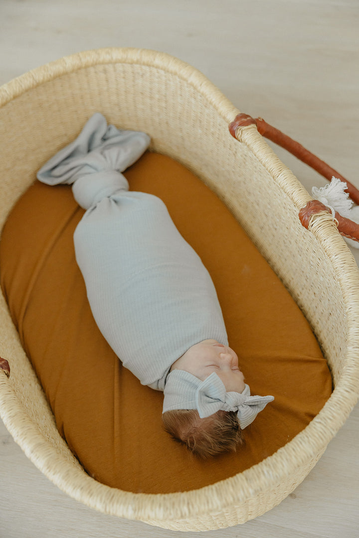 Copper Pearl Knit Swaddle Blanket Ash Rib Kit