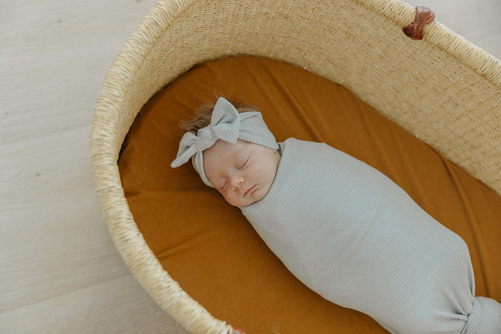 Copper Pearl Knit Headband Bow Ash