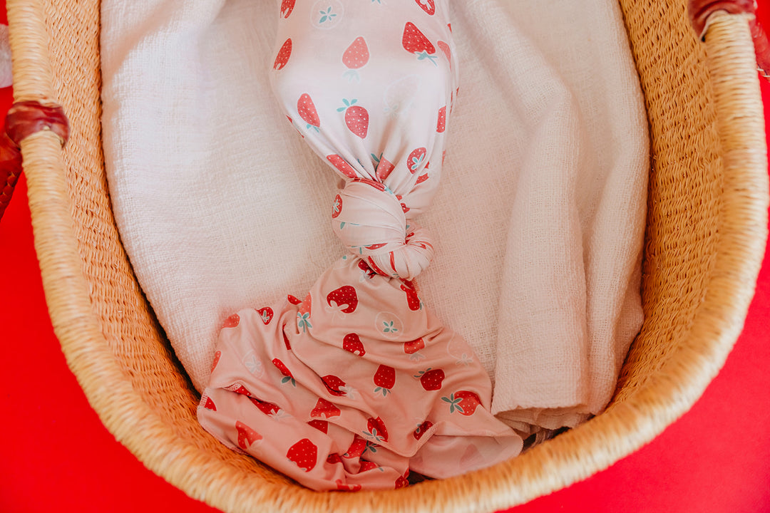 Copper Pearl Knit Swaddle Blanket Strawberry