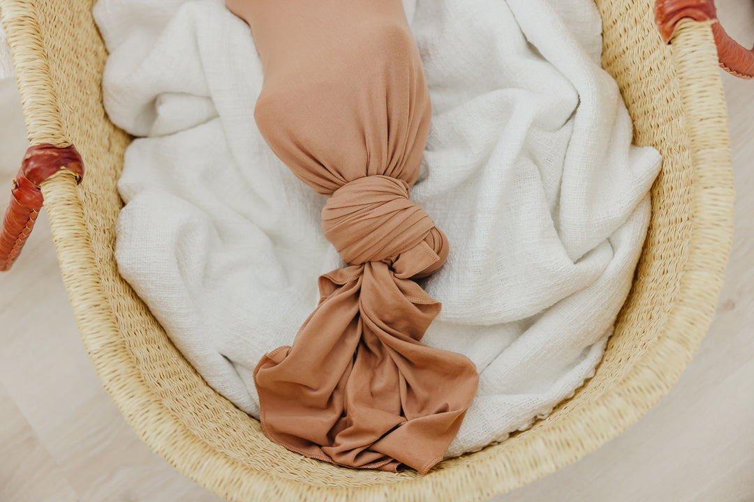 Copper Pearl Knit Swaddle Blanket Pecan