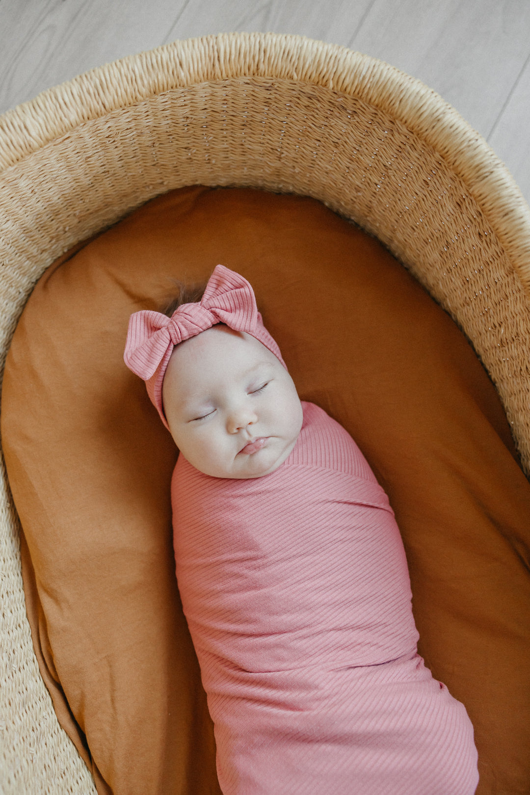 Copper Pearl Knit Swaddle Blanket Rosewood Rib