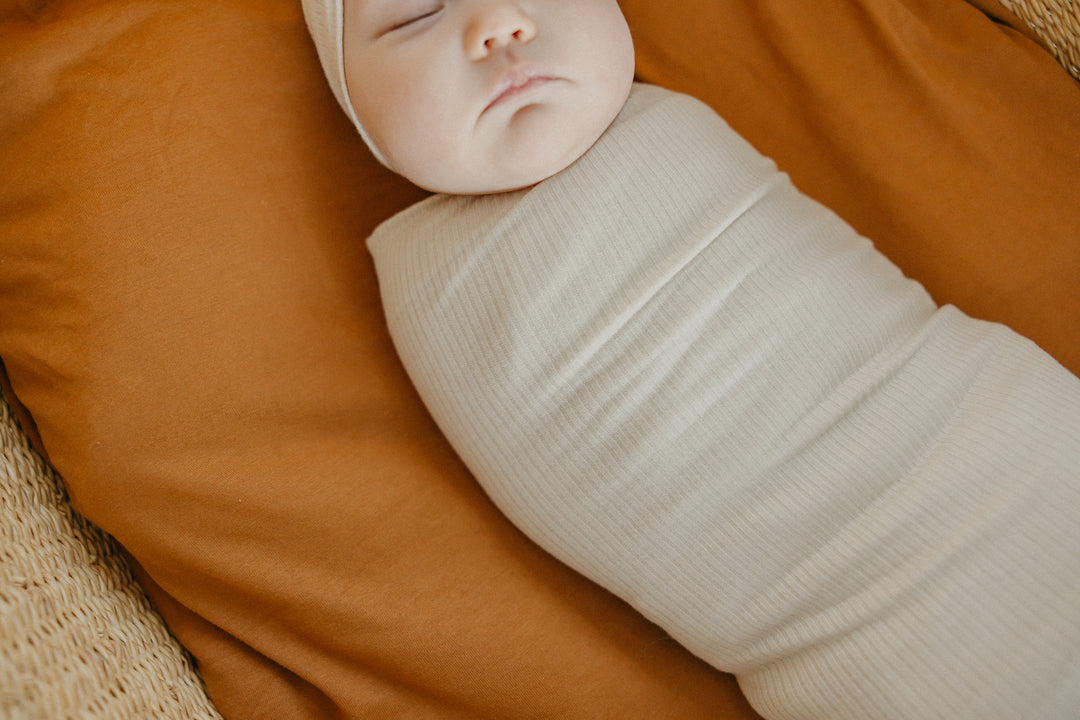 Copper Pearl Knit Swaddle Blanket Moonstone Rib Knit