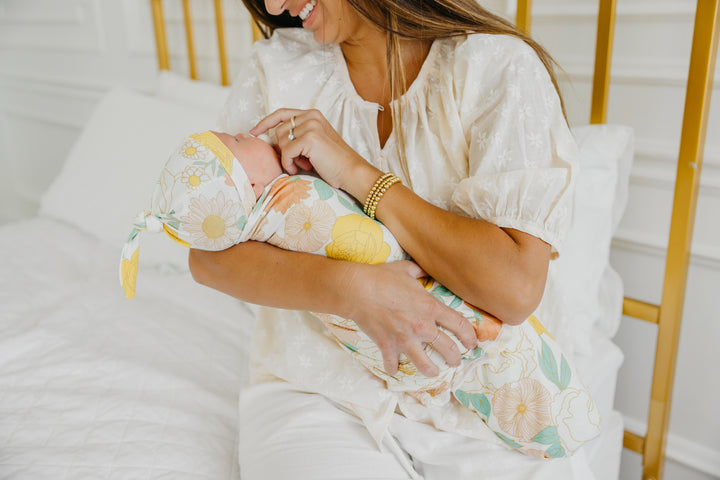 Copper Pearl Knit Swaddle Blanket Rose