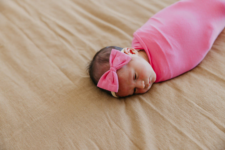 Copper Pearl Knit Swaddle Blanket Flamingo