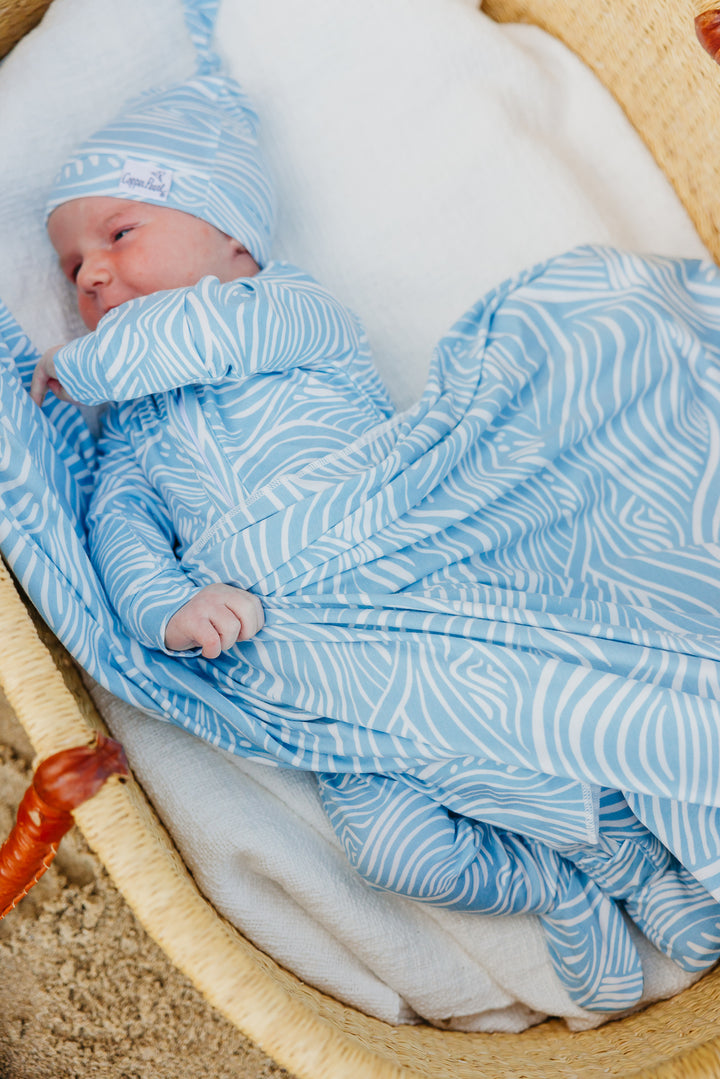 Copper Pearl Knit Swaddle Blanket Surf