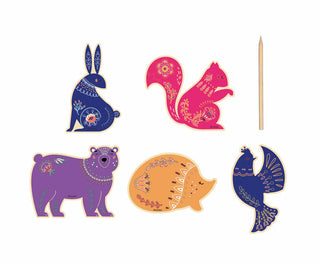 Sycamore - Les Perles - Scratch Art Wooden Animals