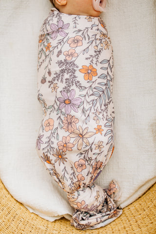 Copper Pearl Knit Swaddle Blanket Flora