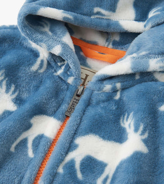 Hatley Staggered Elks Fuzzy Fleece Zip-Up Hoodie