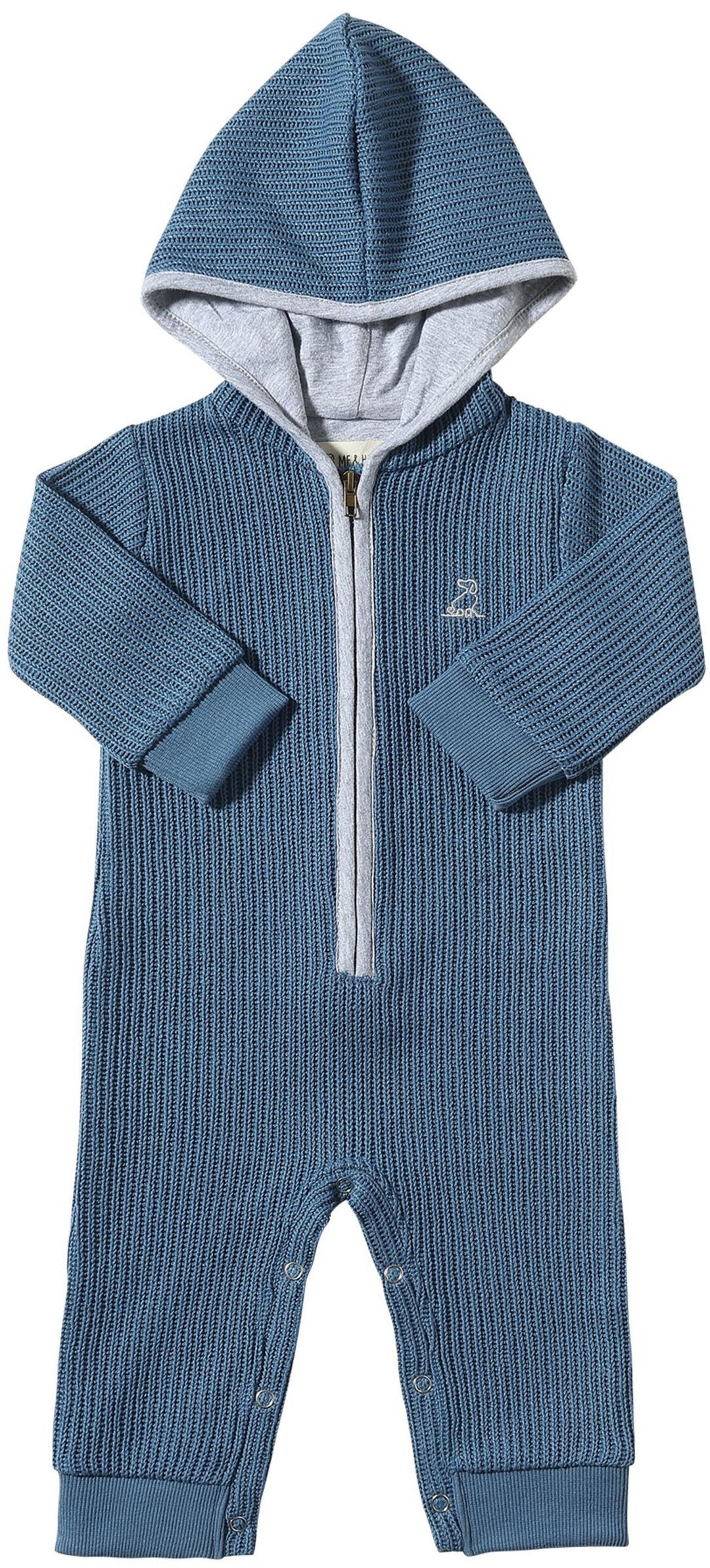 Me & Henry Blue Blaine Hooded Knit Romper