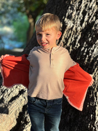 Me & Henry Beige Adams Ribbed Henley