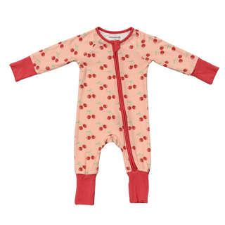 Baby Sprouts Long Sleeve Zip Romper Cherries