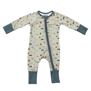 Baby Sprouts Long Sleeve Zip Romper Farm