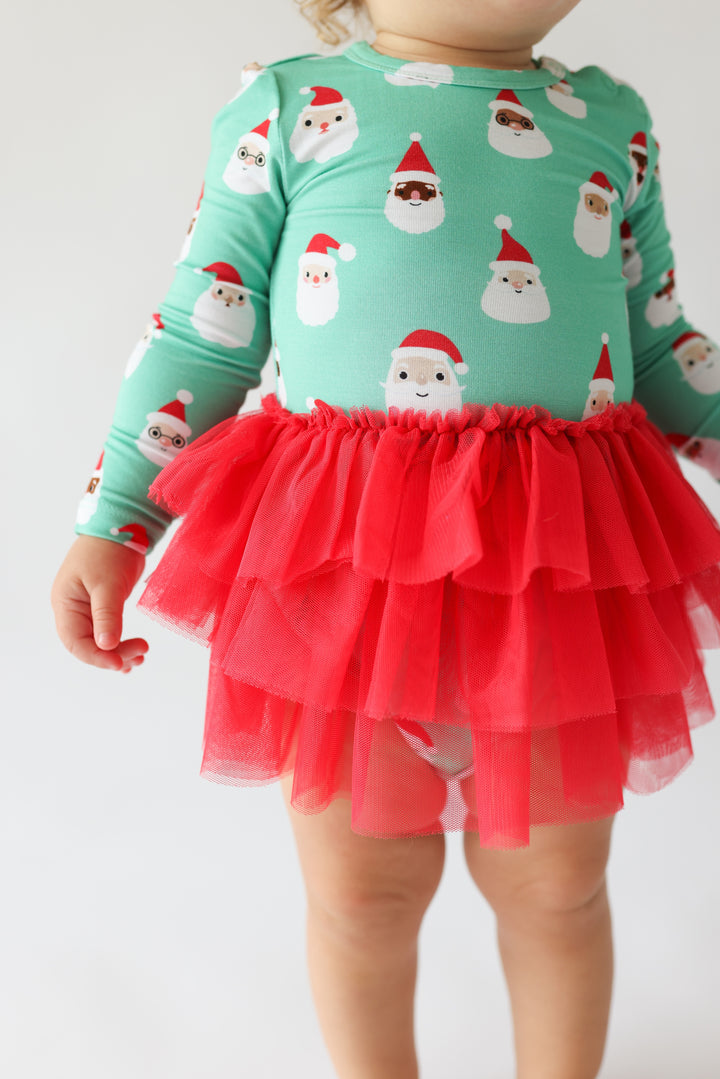 Posh Peanut Santa Medley Long Sleeve Tulle Skirt Bodysuit