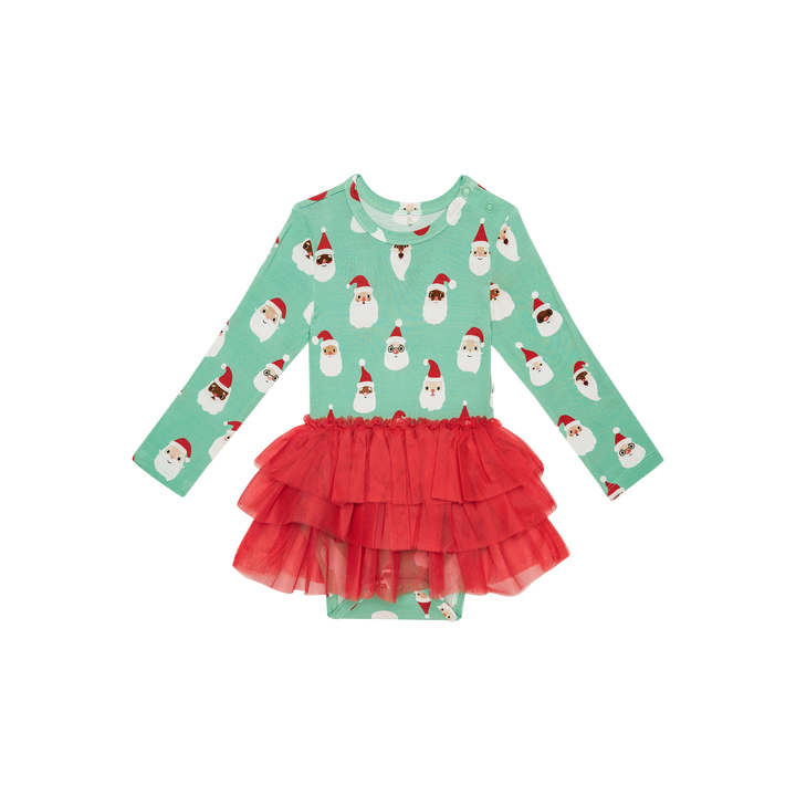 Posh Peanut Santa Medley Long Sleeve Tulle Skirt Bodysuit