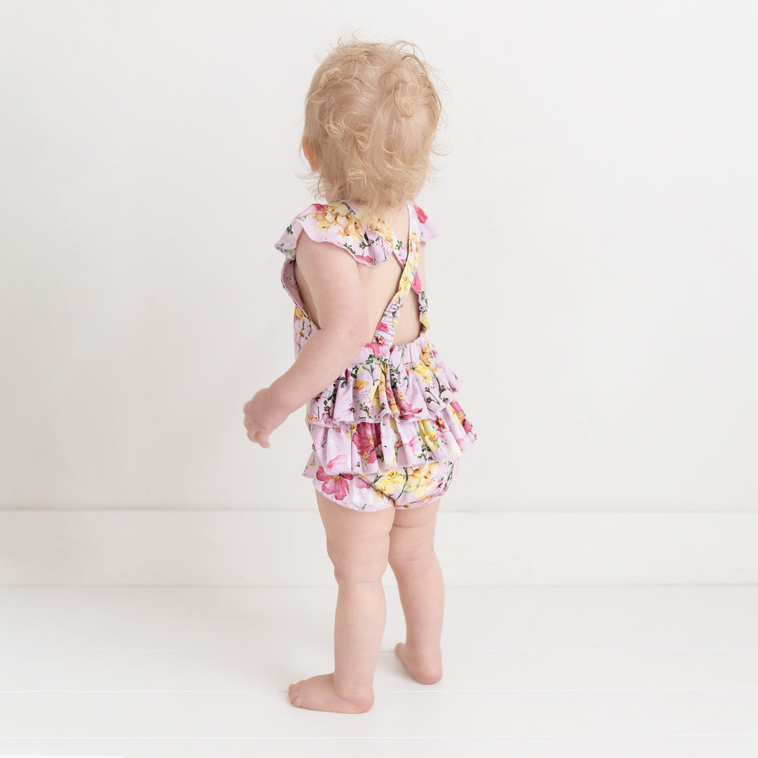 Posh Peanut Gaia Ruffled Strap Bubble Romper