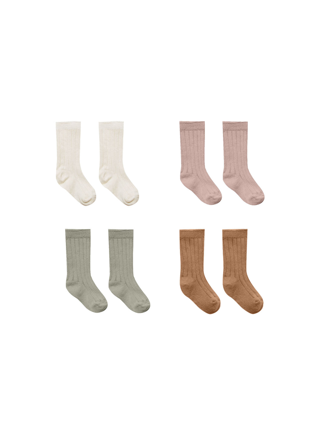 Quincy Mae Socks - Set of 4 (Natural, Mauve, Basil, Cinnamon)