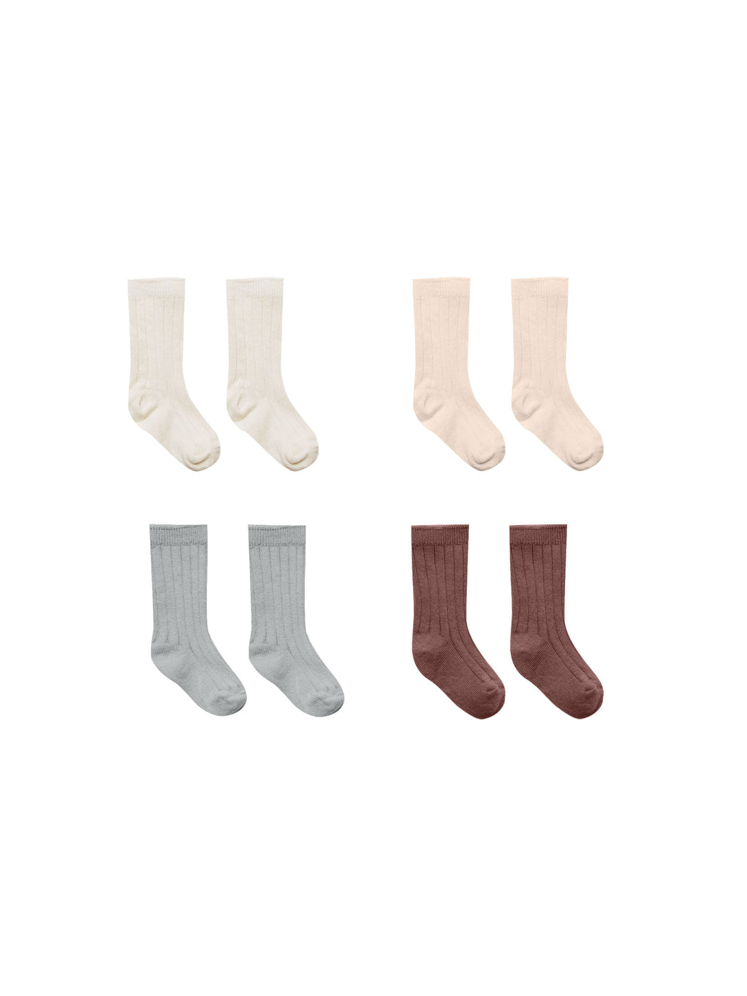 Quincy Mae Socks - Set of 4 (Ivory, Shell, Dusty Blue, Plum)
