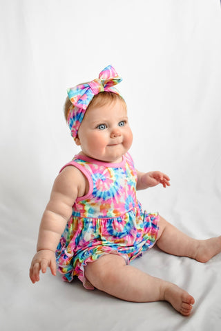Lev Baby Rainbow Tie Dye Bubble Romper