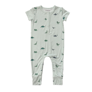 Baby Sprouts Short Sleeve Henley Romper Dinosaur