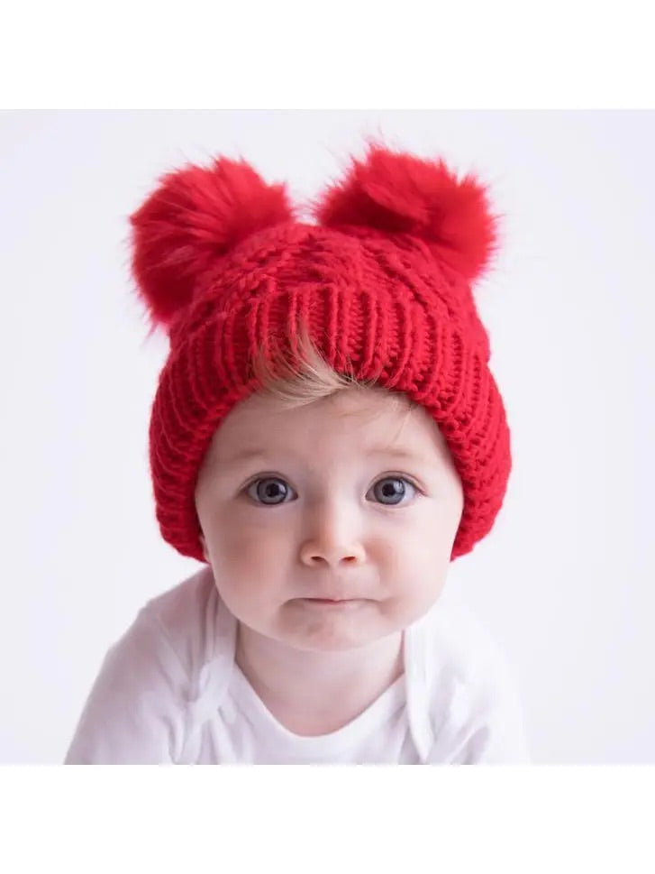 Huggalugs Red Fluffer Beanie Hat