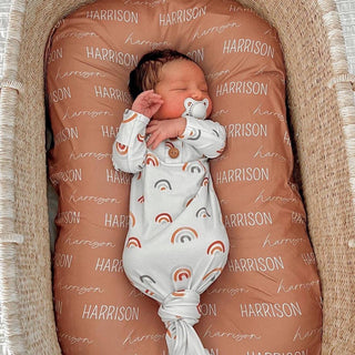 Caden Lane - Cannon's Earthy Rainbow Newborn Baby Knot Gown & Hat