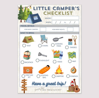 Milk Thread and Honey - Pretend Play Camping Checklist Notepad