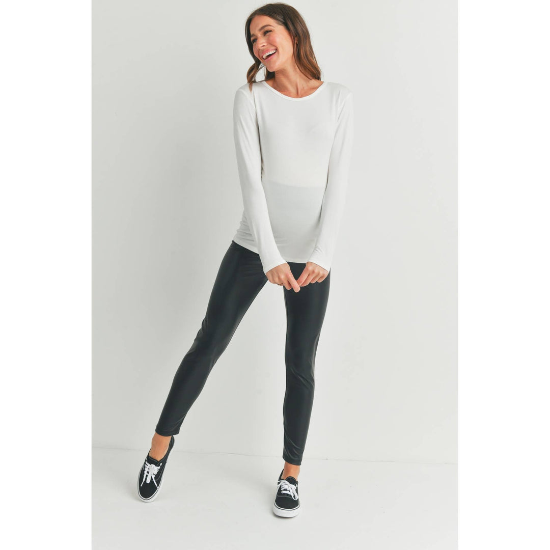 Hello Miz - Faux Leather Maternity Over the Bump Leggings