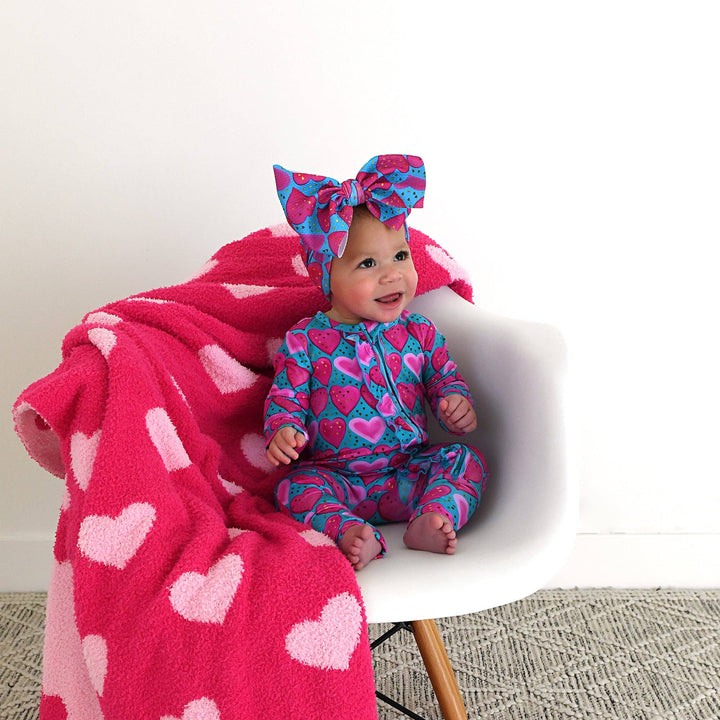 Gigi and Max - Alaina Heart Ruffle Zip Heart Bamboo Baby Outfit Valentine's