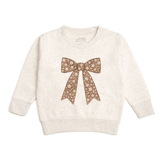 Sweet Wink - Mocha Floral Bow Patch Sweatshirt - Kids Clothing - Fall