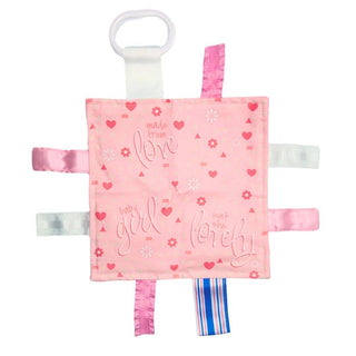 Baby Jack and Company - Baby Girl Newborn Hospital Blanket Blue Pink Tag Lovey Toy