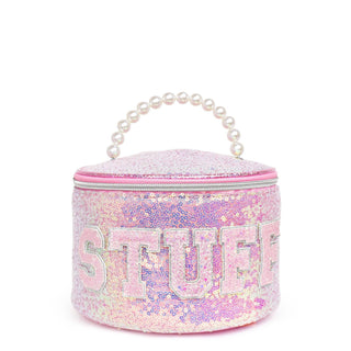 OMG Accessories - 'Stuff' Sequins Pearl Handle Round Glam Bag
