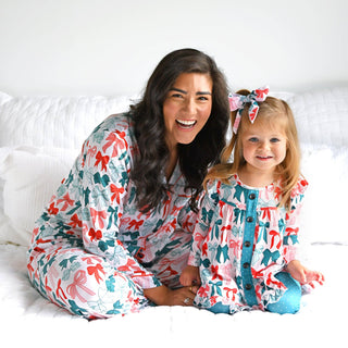 Gigi and Max - Belle Bows WOMENS TWO PIECE Christmas Adult Pajamas Bamboo