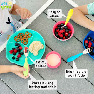 321 Grow - 321 Grow Eat with Me Silicone Spoon and Fork Set - Midnight