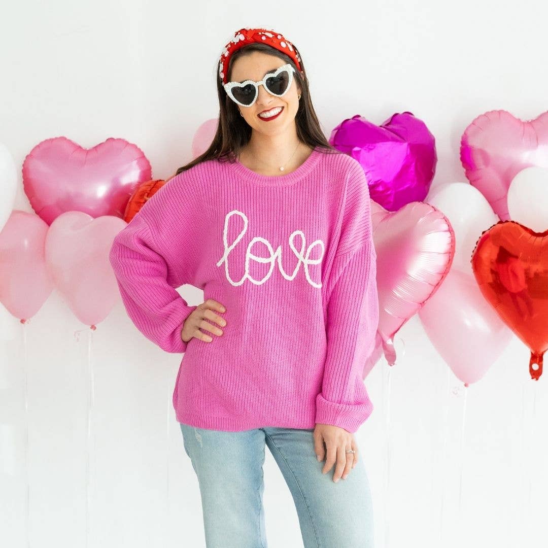 Sweet Wink - Love Valentine's Day Knit Adult Sweater - Mommy and Me