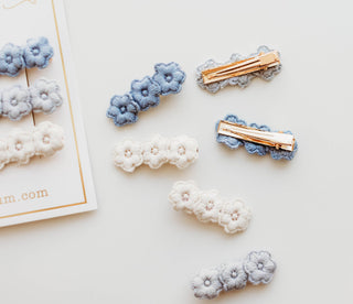 Cheeky Plum - Embroidery Hair Clip Set - Blue Ombre
