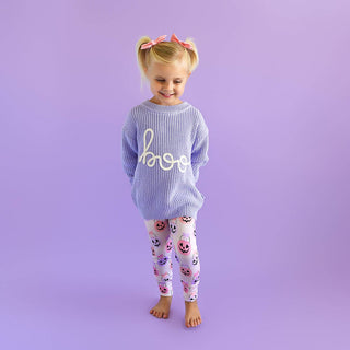 Gigi and Max - Boo Purple SWEATER Solid Knit Halloween Toddler Kids Top