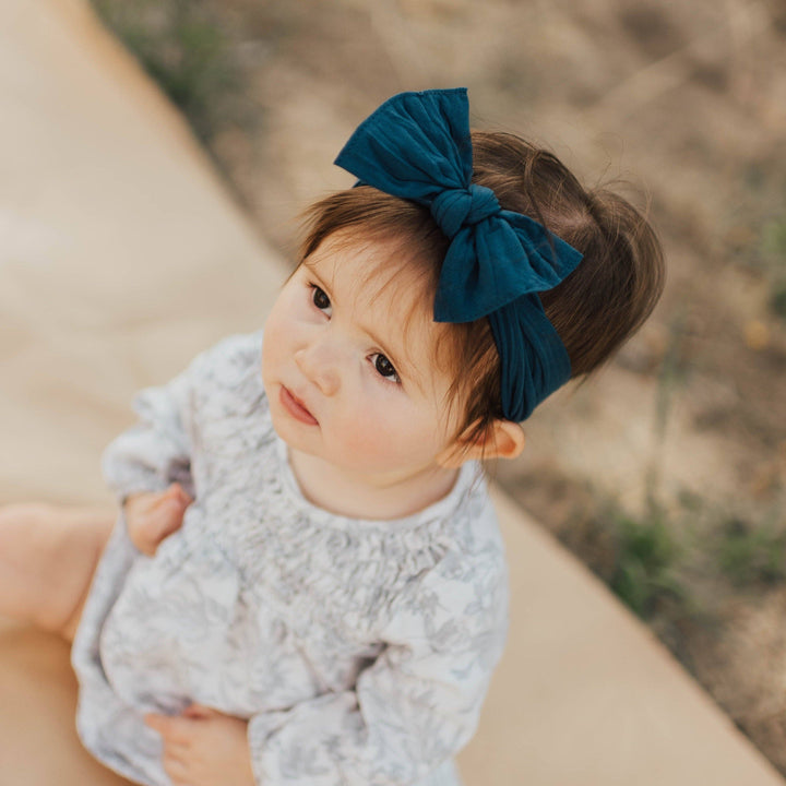 Baby Bling Bows - THE KNOT Soft nylon headband: slate blue