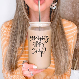 Gia Roma Glass Coffee Mug with Metal Straw