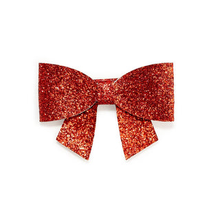 Sweet Wink - Red Glitter Bow Clip - Hair Clips