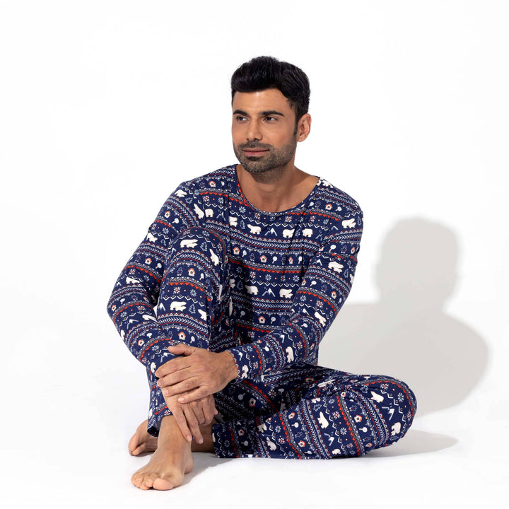 Bellabu Bear Polar Isle Blue Men's Pajama Set