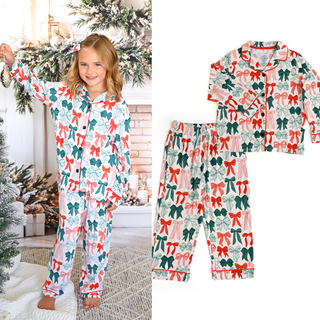 Gigi and Max - Belle Bows Kids Lounge Set matching christmas pajamas bamboo