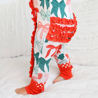 Gigi and Max - Belle Bows RUFFLE ZIP Christmas Bamboo Baby One Piece Outfit