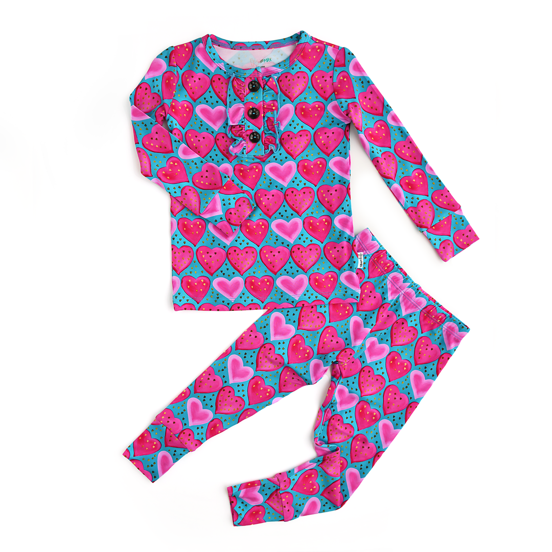 Gigi and Max - Alaina Ruffle Two Piece Bamboo Toddler Valentines Day Outfit