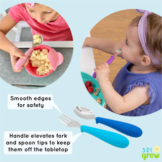 321 Grow - 321 Grow Eat with Me Silicone Spoon and Fork Set - Midnight