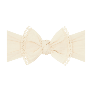 Baby Bling Bows - Baby Bling Bows - Baby Bling® Trimmed Classic Knot headband: oatmeal lace - Classy Rascals Boutique