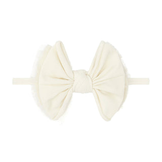 Baby Bling Bows - Baby Bling Bows - LAYERED FAB® SKINNY: ivory dot tulle - Classy Rascals Boutique